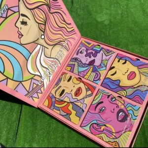 Professional Makeup Palette Set with Bronzer, Highlighter and Eyeshadow Collection, Pink Case