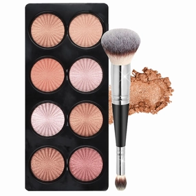 Professional Makeup Cream Blush Contour Palette, Joyeee 8 Colours Concearler Full Coverage & Makeup Brush Set Contour Concearler Palette Contouring Face Make Up Gift for Women Girls