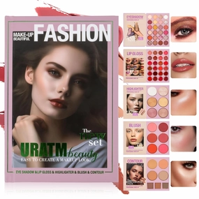 Professional Makeup Set with Eyeshadow, Lip Gloss, Highlighter, Blush and Contour Palette, 5-Piece Collection (B)