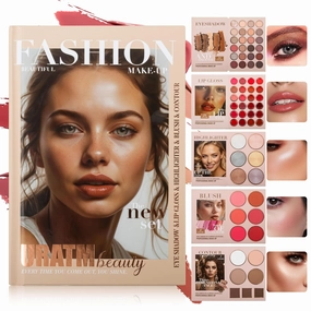 Professional Makeup Set with Eyeshadow, Lip Gloss, Highlighter, Blush and Contour Palette, 5-Piece Collection