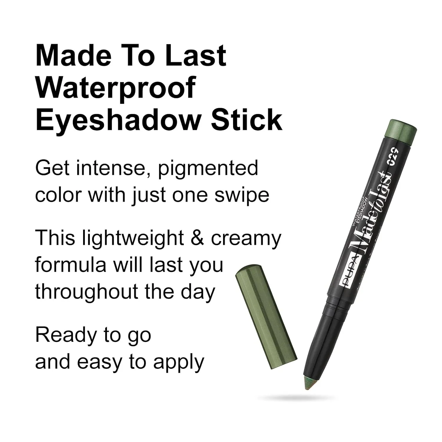 Pupa Milano Made To Last Waterproof Eyeshadow - Long Wear, Pigmented Cream Shadow Stick - Smudge Proof, Easy Blending Formula - Satin, Pearl, and Metallic Shades - 029 Seaweed - 0.049 oz