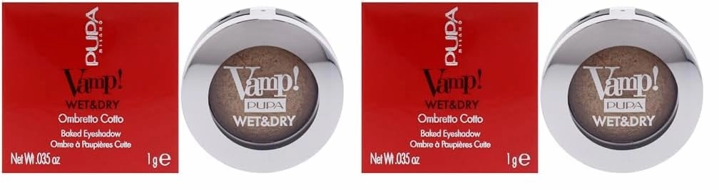 Pupa Milano Vamp! Wet And Dry Baked Eyeshadow - Brilliant, Highly Pigmented Colors - Light And Creamy Makeup Formula - Professional Quality Shimmer Powder Eye Shadows - 101 Precious Gold - 0.035 Oz