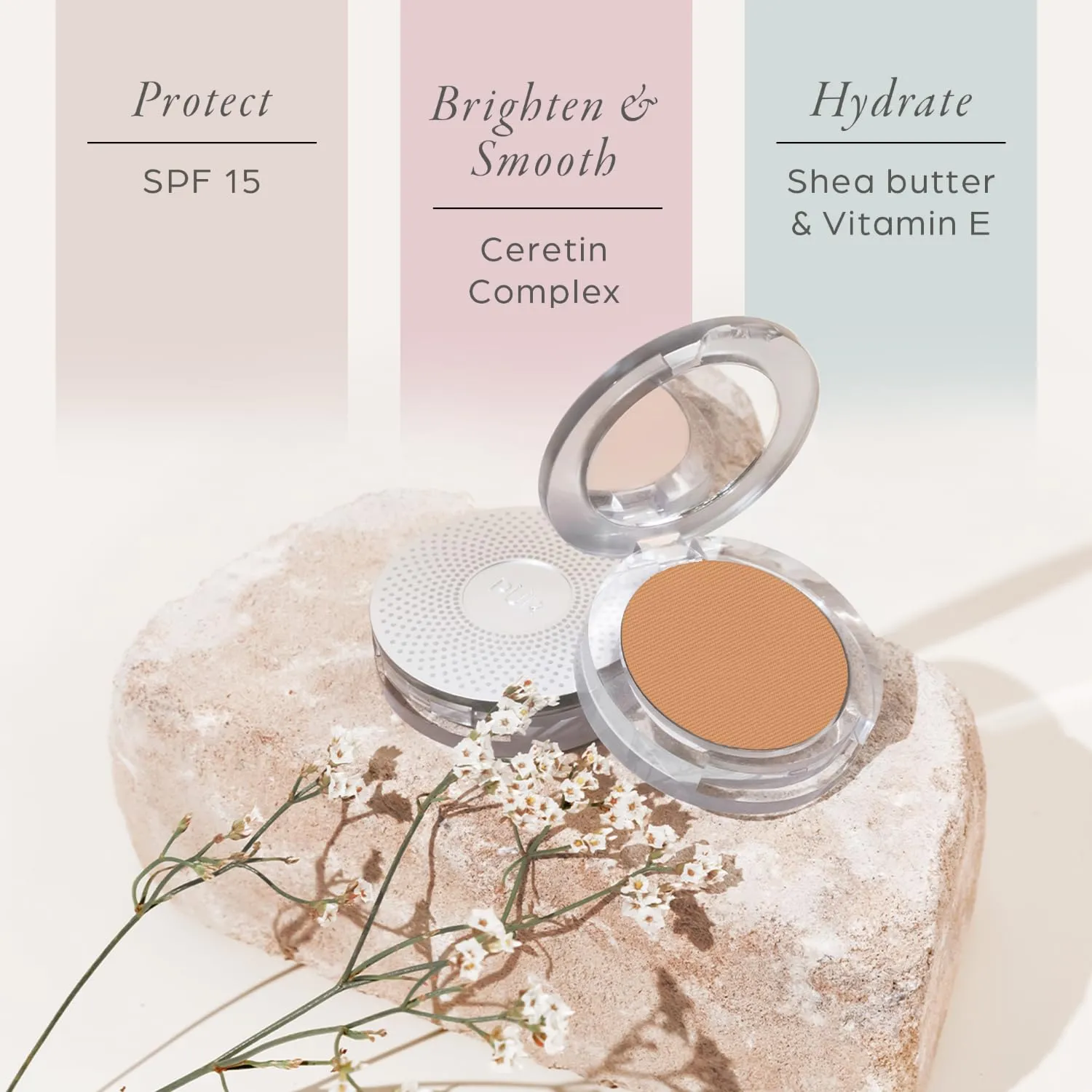 PUR Beauty 4-in-1 Pressed Mineral Makeup Powder Foundation with SPF 15 - Concealer & Finishing Compact Pressed Powder for Face - Buildable Medium to Full Coverage Foundation Powder