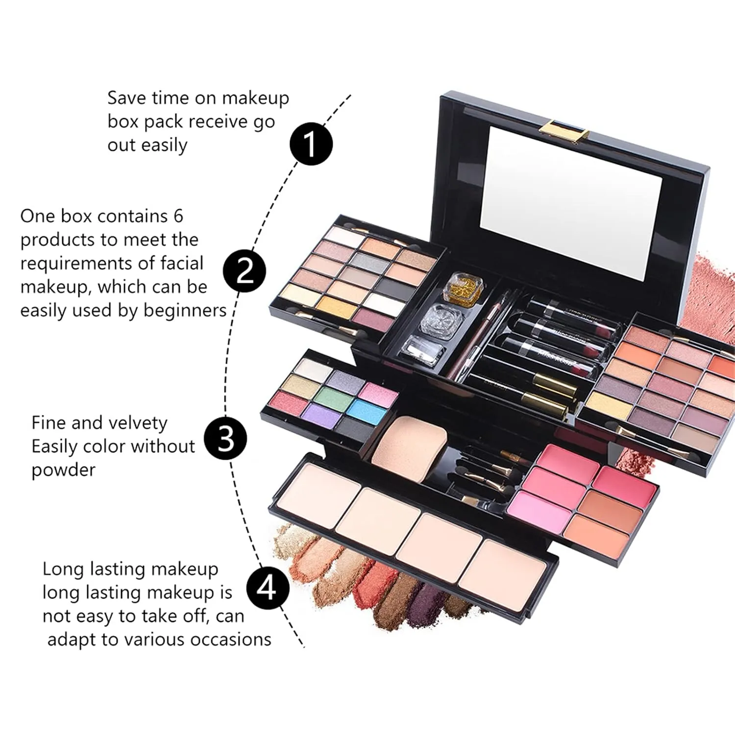 Pure Vie 54 Color All-in-One Holiday Gift Makeup Set Cosmetic Essential Starter Bundle Include Eyeshadow Palette Lipstick Concealer Blush Mascara Foundation Face Powder - Makeup Kit for Women Full Kit