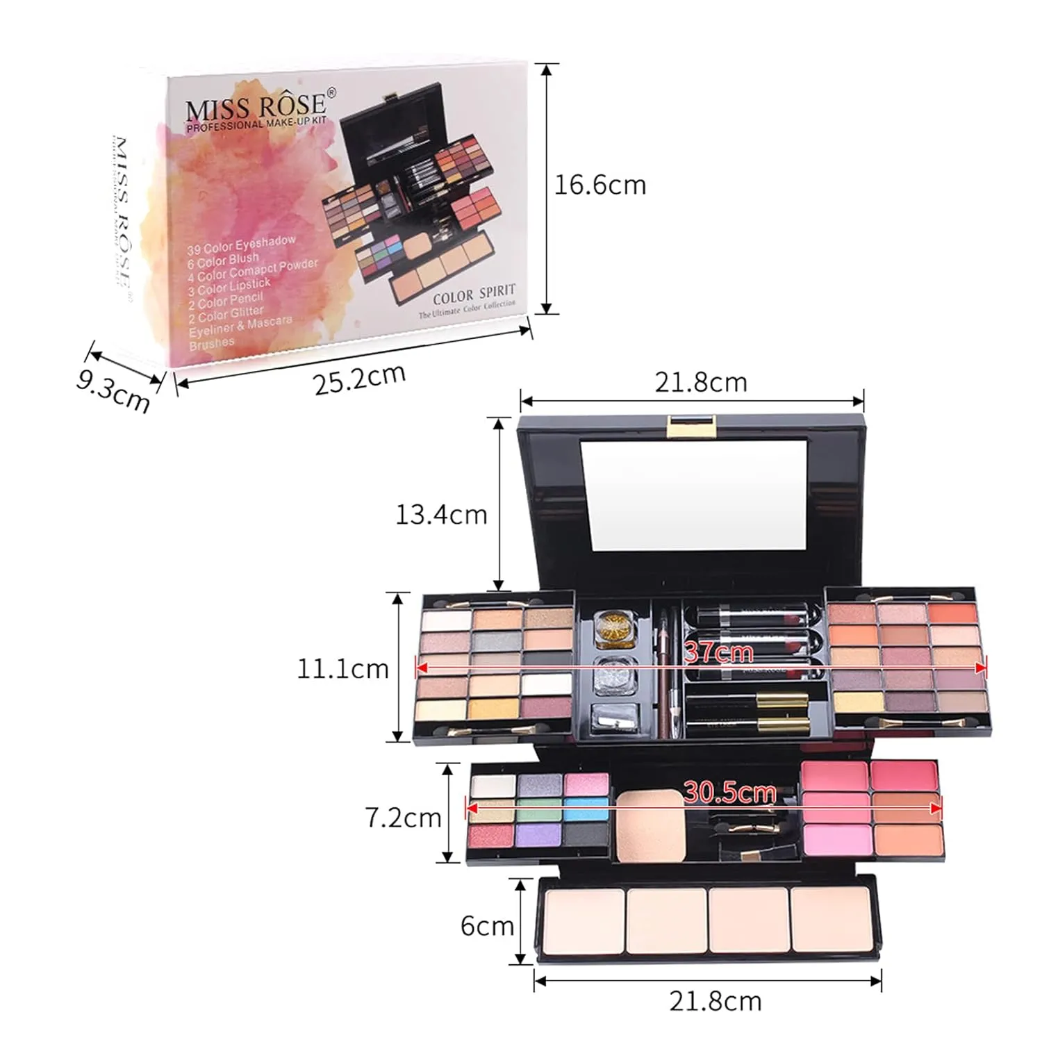 Pure Vie 54 Color All-in-One Holiday Gift Makeup Set Cosmetic Essential Starter Bundle Include Eyeshadow Palette Lipstick Concealer Blush Mascara Foundation Face Powder - Makeup Kit for Women Full Kit