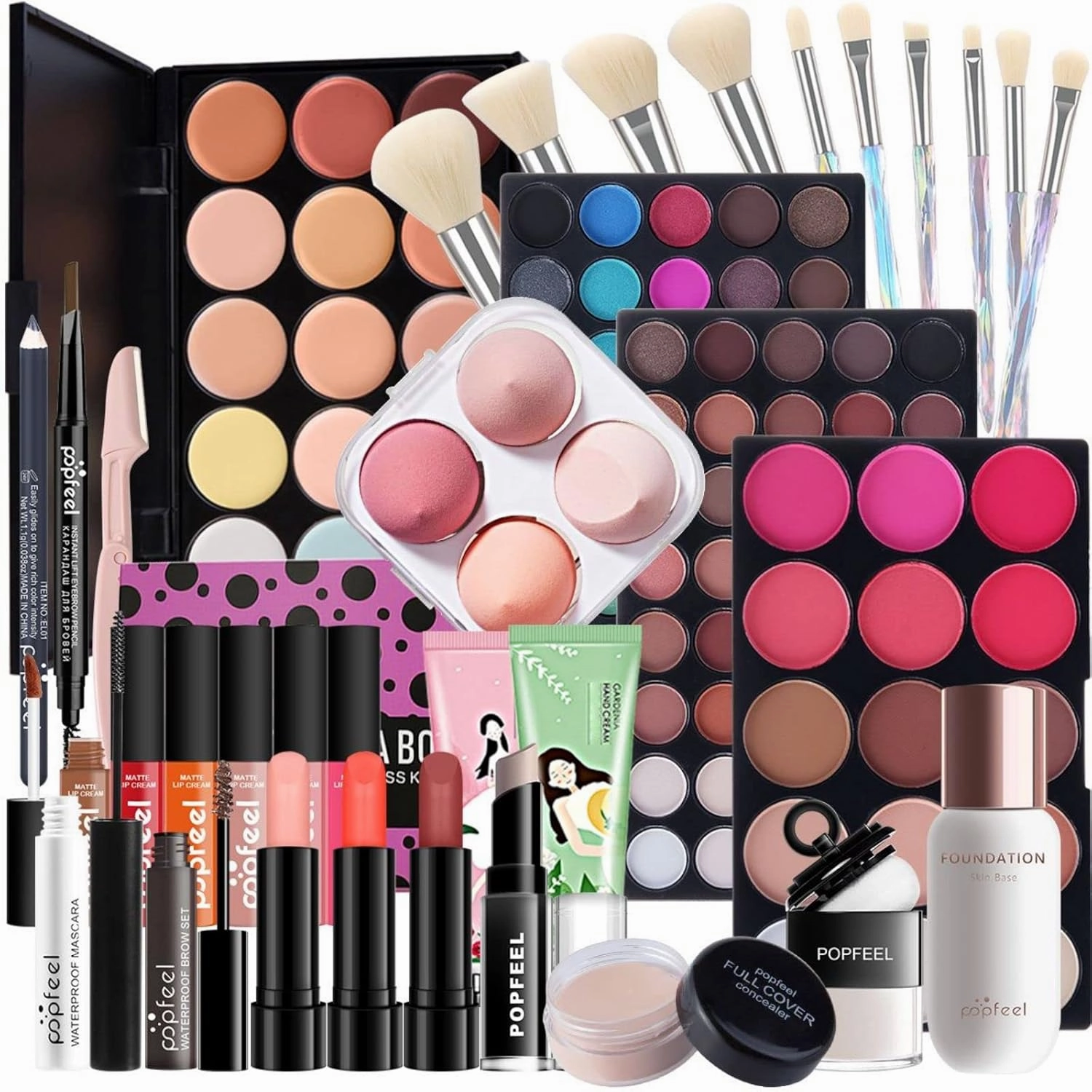 Pure Vie All-in-One Holiday Gift Surprise Makeup Set Essential Starter Bundle Include Eyeshadow Palette Lipstick Concealer Blush Mascara Eyeliner Face Powder Lipgloss Brush - Full Makeup Kit for Women