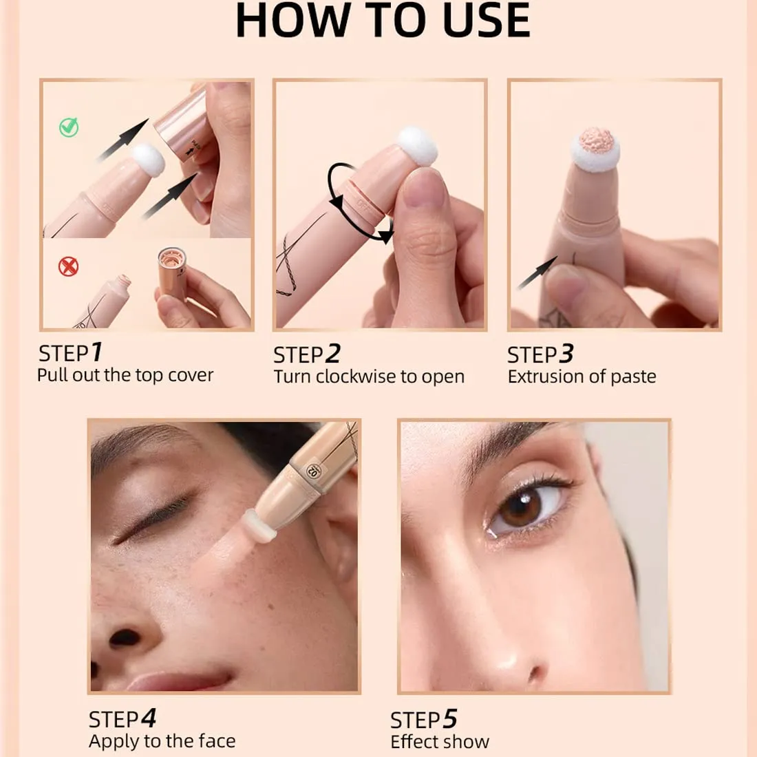 QiBest Air Cushion Waterproof liquid foundation Fully Covers Black Eyes concealer Matte Covers Invisible Pores Long term Natural Moisturizing Pure Essence Zero Cruel Women's Face Makeup Smooth and Light (D)