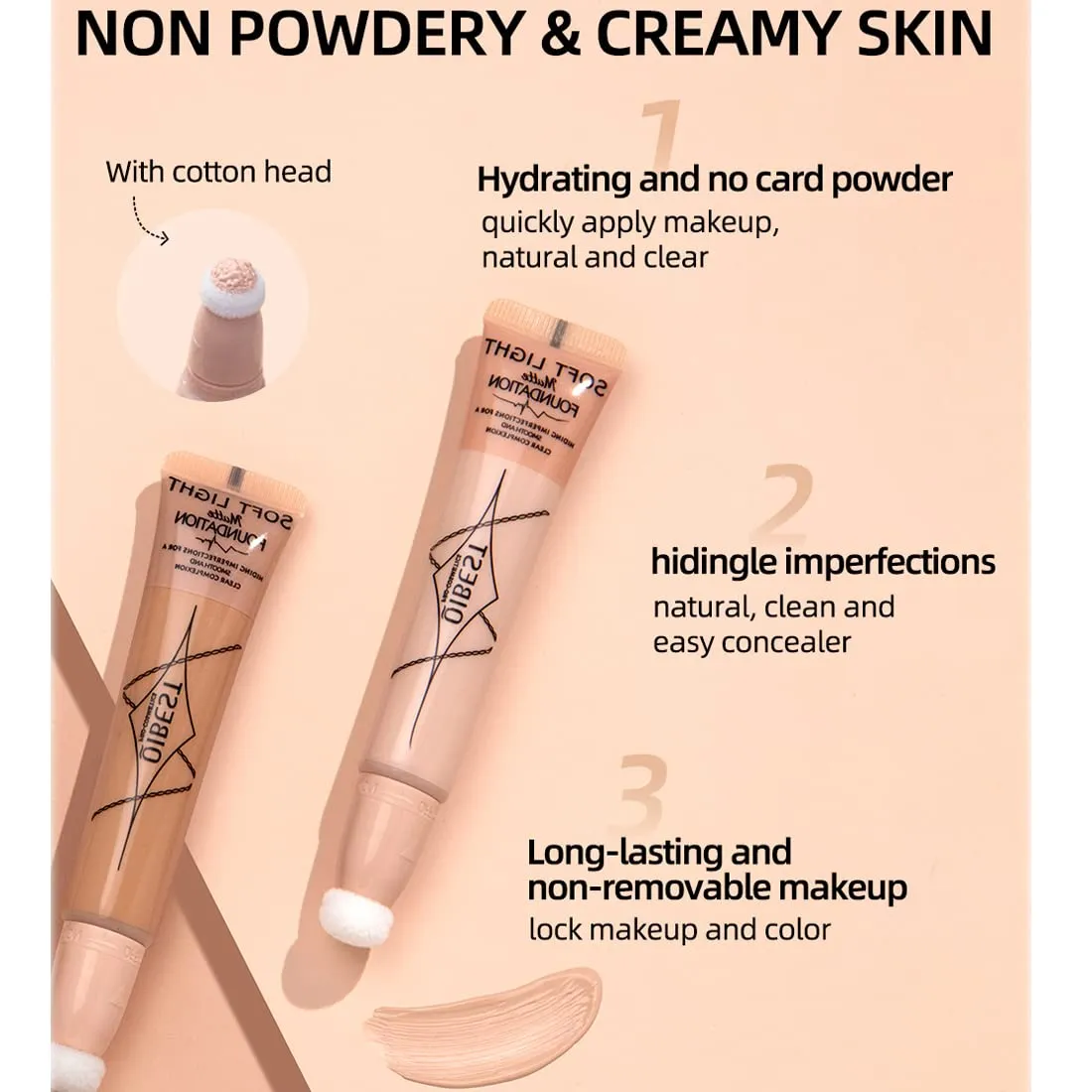 QiBest Air Cushion Waterproof liquid foundation Fully Covers Black Eyes concealer Matte Covers Invisible Pores Long term Natural Moisturizing Pure Essence Zero Cruel Women's Face Makeup Smooth and Light (D)