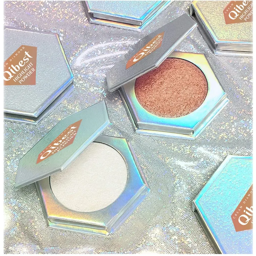 QiBest Highlighting Pressed Powder Diamond Pearl Sparkle Mashed Potatoes Brightening, Contouring, Toning, Fashion Cosmetics Professional Foundation (C)