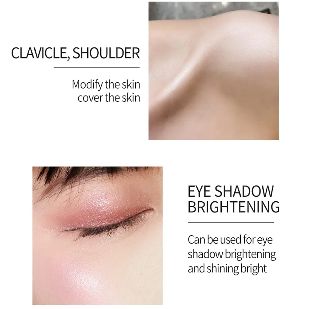 QiBest Highlighting Pressed Powder Diamond Pearl Sparkle Mashed Potatoes Brightening, Contouring, Toning, Fashion Cosmetics Professional Foundation (C)