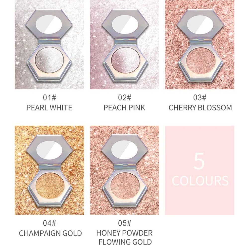 QiBest Highlighting Pressed Powder Diamond Pearl Sparkle Mashed Potatoes Brightening, Contouring, Toning, Fashion Cosmetics Professional Foundation (D)
