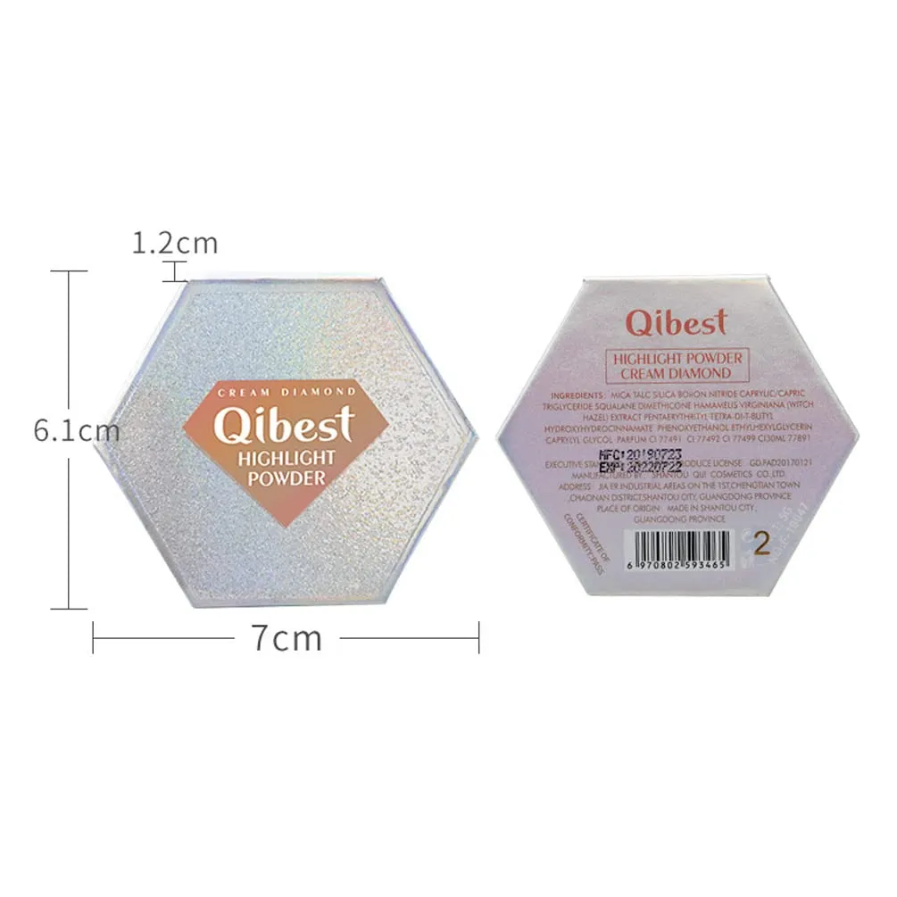 QiBest Highlighting Pressed Powder Diamond Pearl Sparkle Mashed Potatoes Brightening, Contouring, Toning, Fashion Cosmetics Professional Foundation (D)