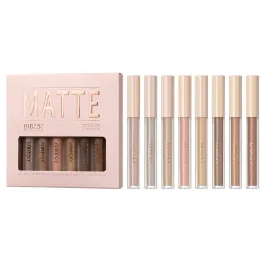 QiBest Matte Liquid Tinted Eye Shadow Liquid Smoky Eye Makeup Retouch Face Nude Three-dimensional Eye Cheek Glitter Metal Quick Dry Waterproof Long Lasting Dual Use Set Non-Greasy