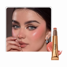 QIBEST multifunctional makeup powder blusher pen highlights naturally brightens facial contour Pearl liquid can be mixed with matte durable waterproof women's professional palette (B)