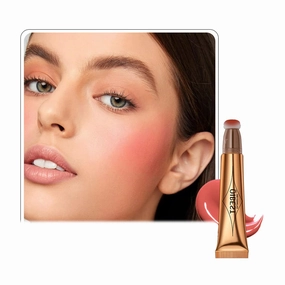 QIBEST multifunctional makeup powder blusher pen highlights naturally brightens facial contour Pearl liquid can be mixed with matte durable waterproof women's professional palette (E)