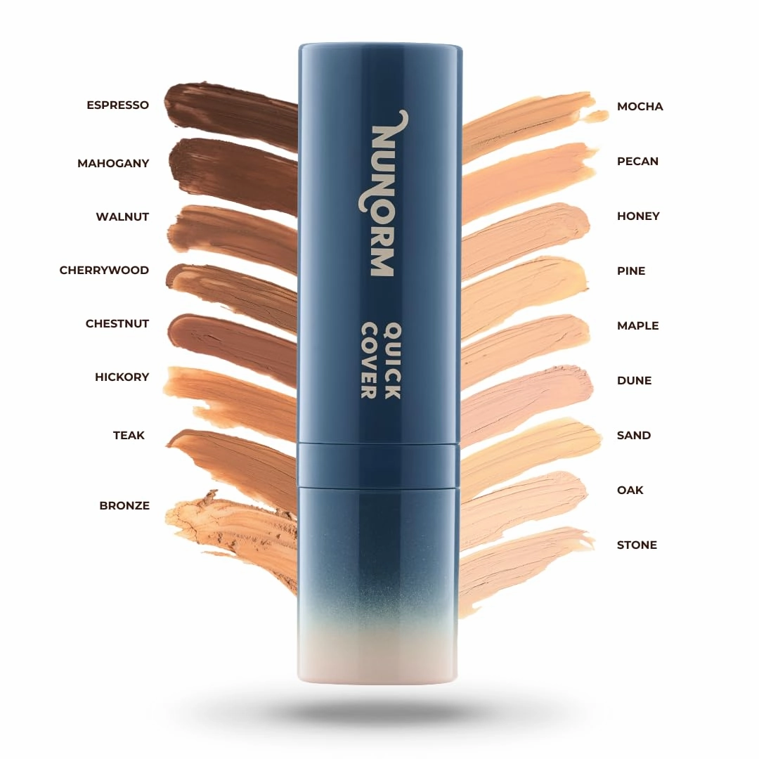 Quick Cover Stick | Lightweight Foundation   Concealer For Men's Skin | Face   Body | 17 Shades | Instantly Covers Blemishes | Natural Matte Finish | Cruelty-Free   Vegan | Portable (Teak)