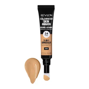 Revlon ColorStay Skin Awaken 5-in-1 Concealer, Lightweight, Creamy Longlasting Face Makeup with Caffeine & Vitamin C, For Imperfections, Dark Circles & Redness, 050 Medium Deep, 0.27 Fl Oz (Pack of 2)