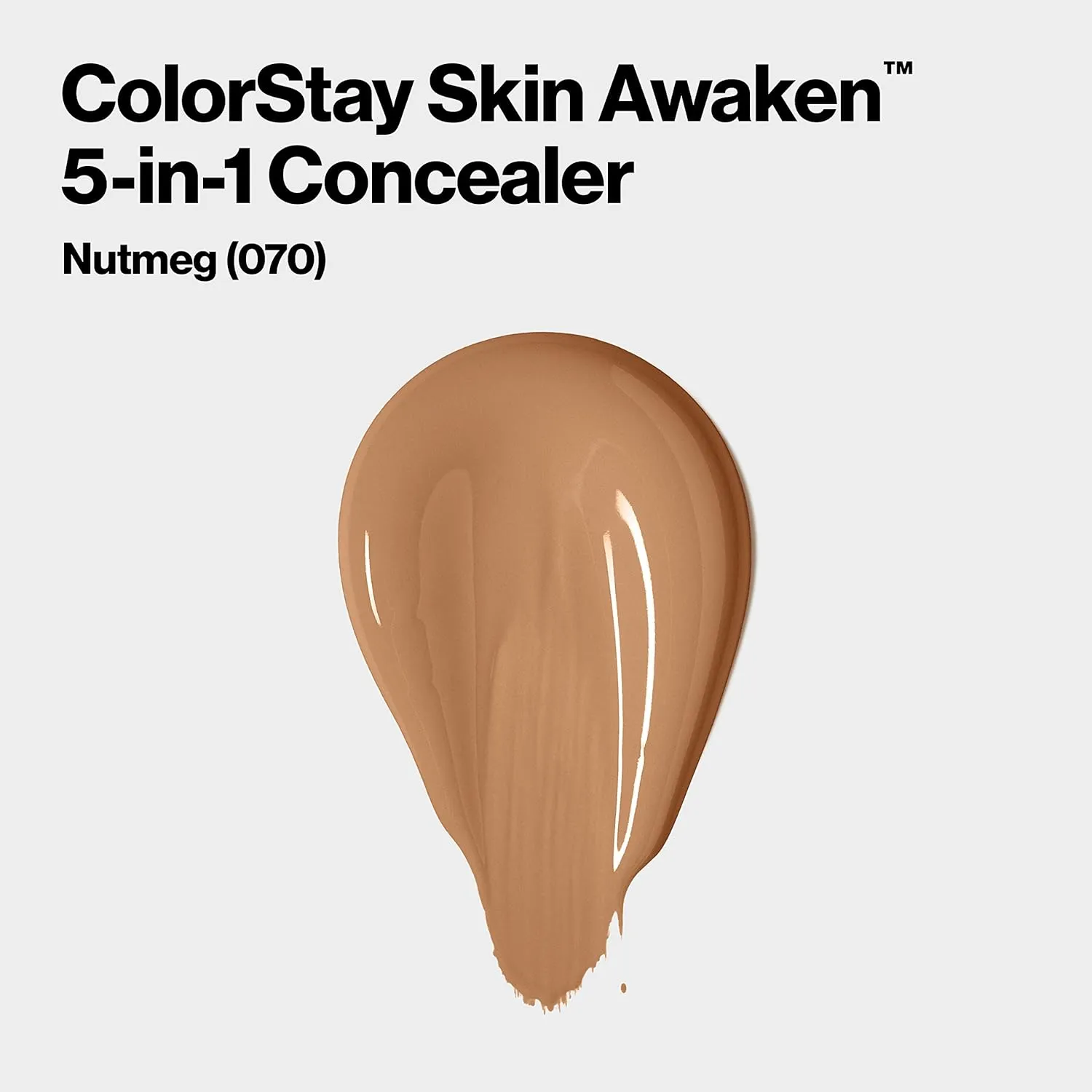 Revlon ColorStay Skin Awaken 5-in-1 Concealer, Lightweight, Creamy Longlasting Face Makeup with Caffeine & Vitamin C, For Imperfections, Dark Circles & Redness, 070 Nutmeg, 0.27 Fl Oz (Pack of 2)