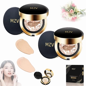 RJDJ Mzv Air Cushion Bb Cream Waterproof Foundation, Mzv Water Bead Tricolor Latte Concealer Cushion Bb Cream, Long-Lasting Moisturizing Concealer, Natural Makeup Concealer for Women (13# 21#)