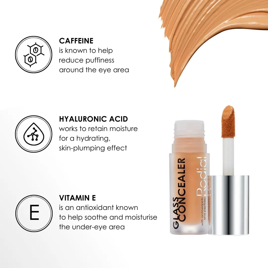 Rodial Glass Concealer Shade 2 - Luminous, Full-Coverage Cream with Peptides and Antioxidants for Flawless Skin, 0.1 fl. oz.