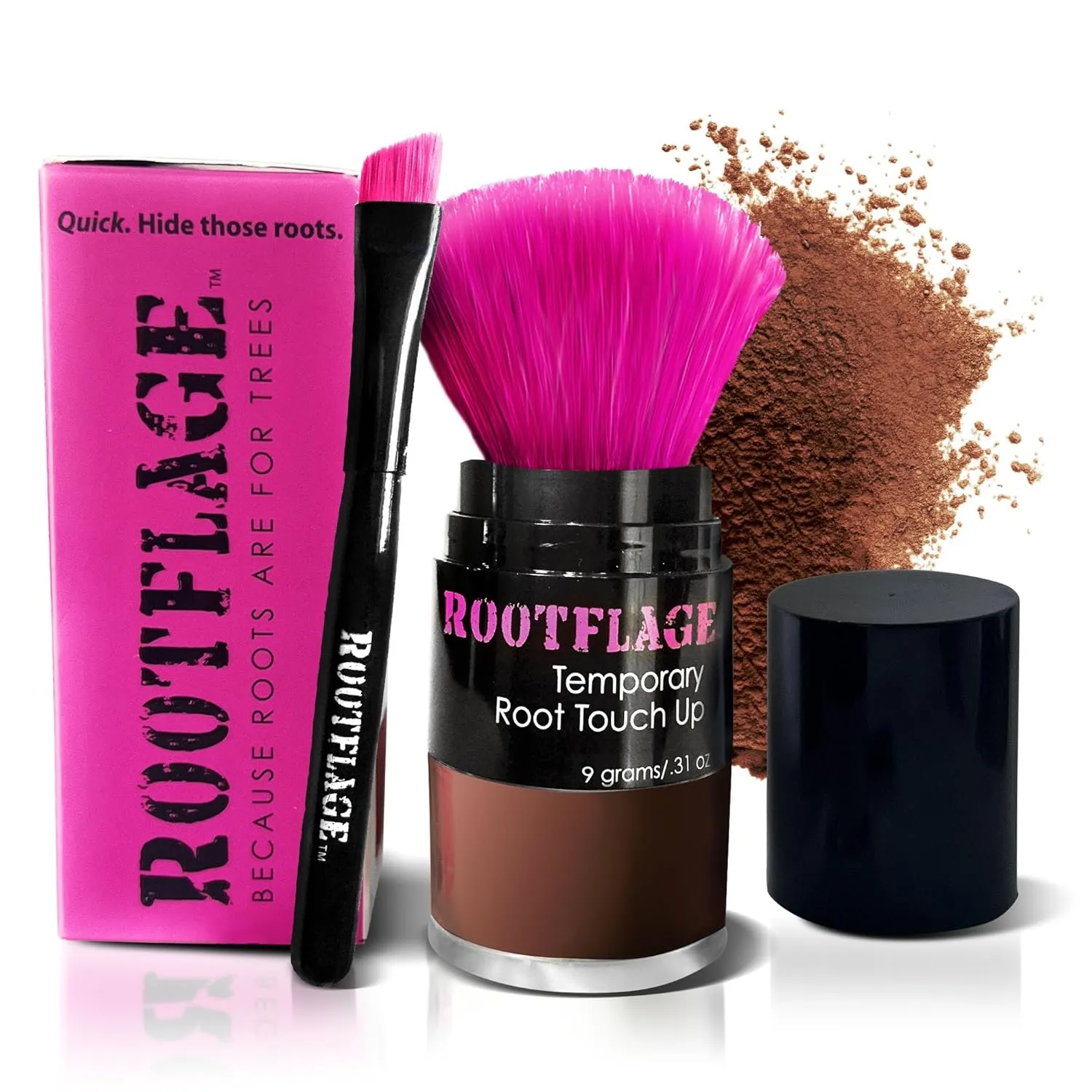Root Touch Up Hair Powder - Temporary Hair Color, Gray Coverage, Root Concealer, Thinning Hair Filler, Dry Shampoo, Eyebrow Filler (07 Medium Brown) .31 oz