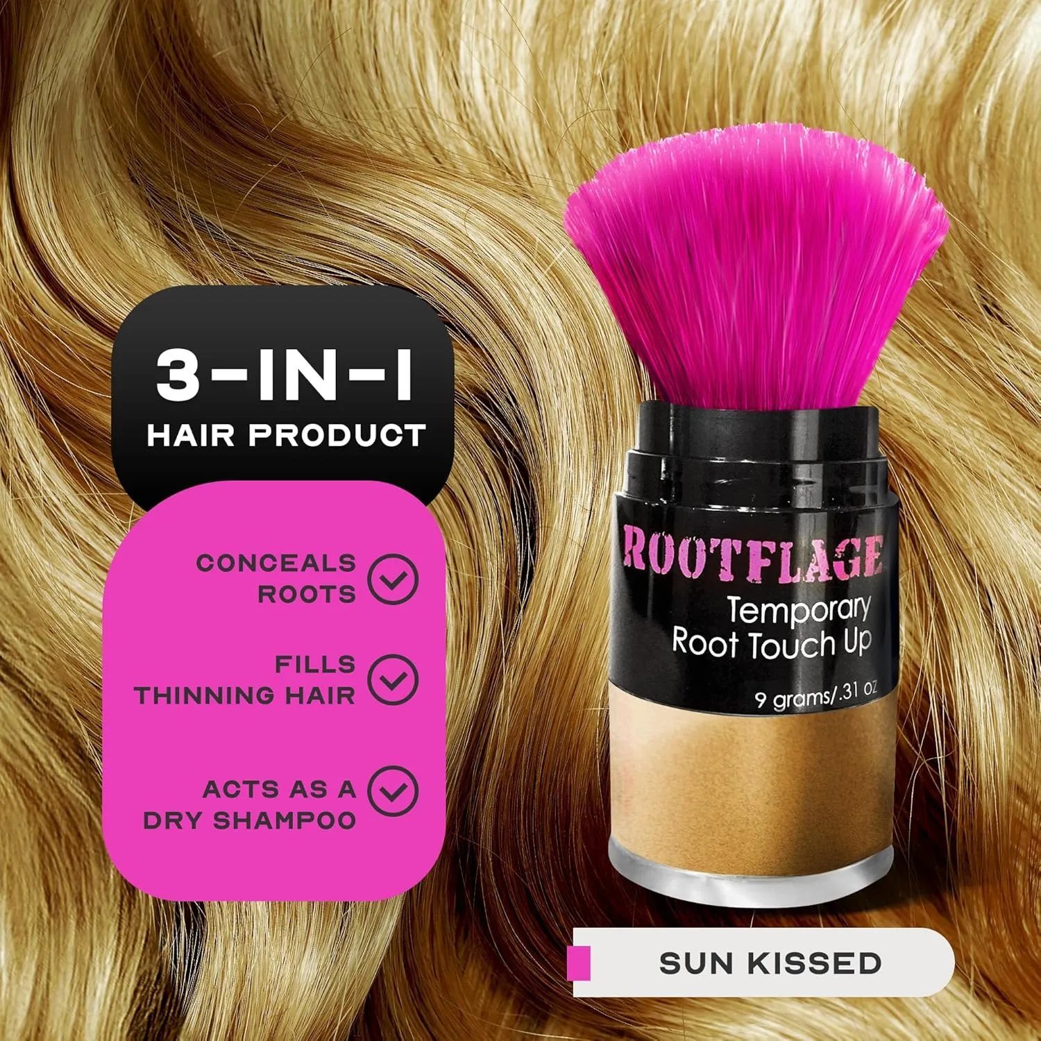 Root Touch Up Powder Sun Kissed Hair Powder - Instant Golden Shimmery Blonde Powder Temporary Root Touch Up Powder, Hair Touch Up Powder for Roots, Hairline Filler, Hair Cover Up Root Powder