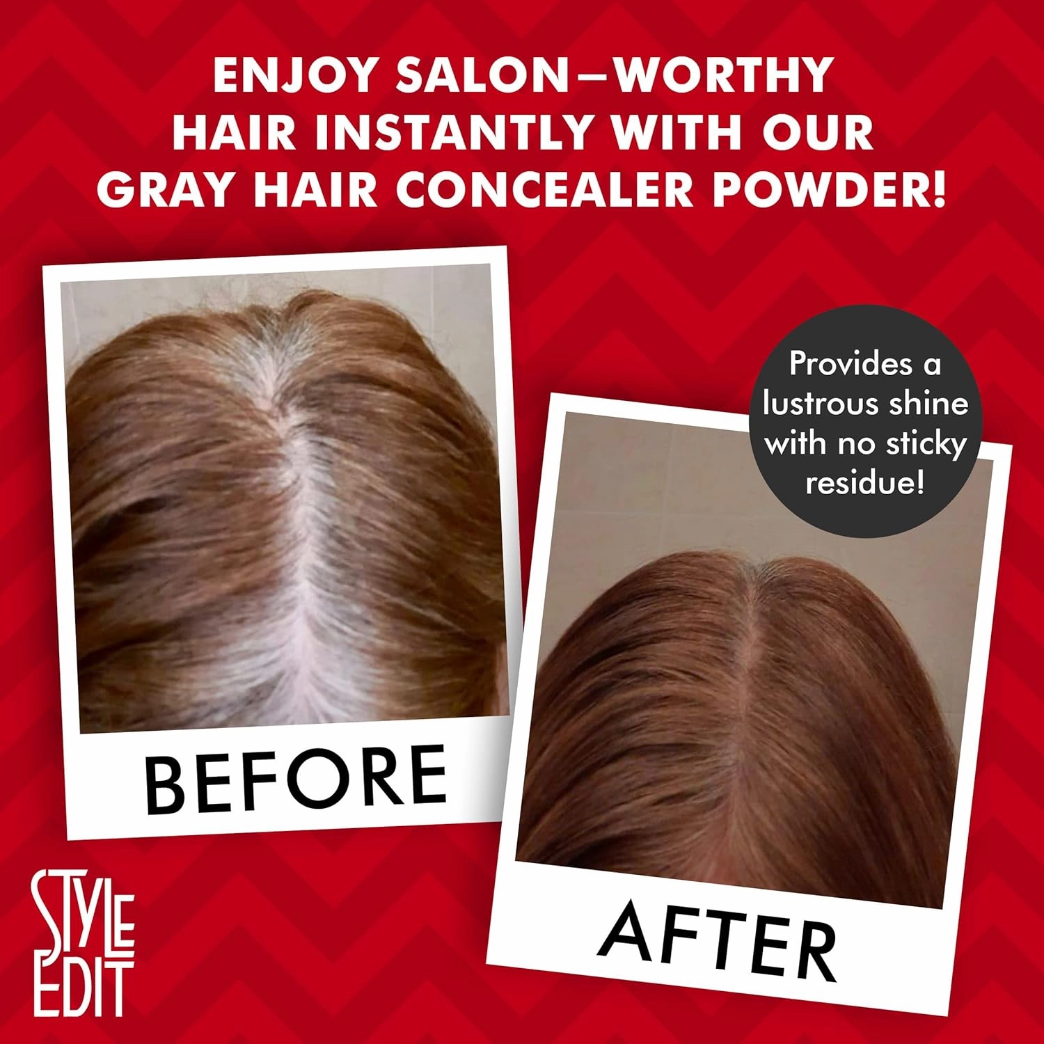 Root Touch Up Powder by Style Edit | Dark Red Hair Color Coverage | Mineral-Infused Hairline Concealer for Grays and Roots | 0.13 oz. Tub