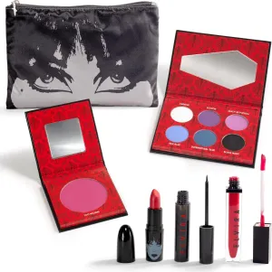 Rubies Officially Licensed Elvira Makeup Kit - Complete Makeup Set Eyeshadow Palette, Lipstick, Lip Gloss, Black Eyeliner, Blush, Makeup Bag, Premium Halloween Make Up for Adults Costume Makeup Kit