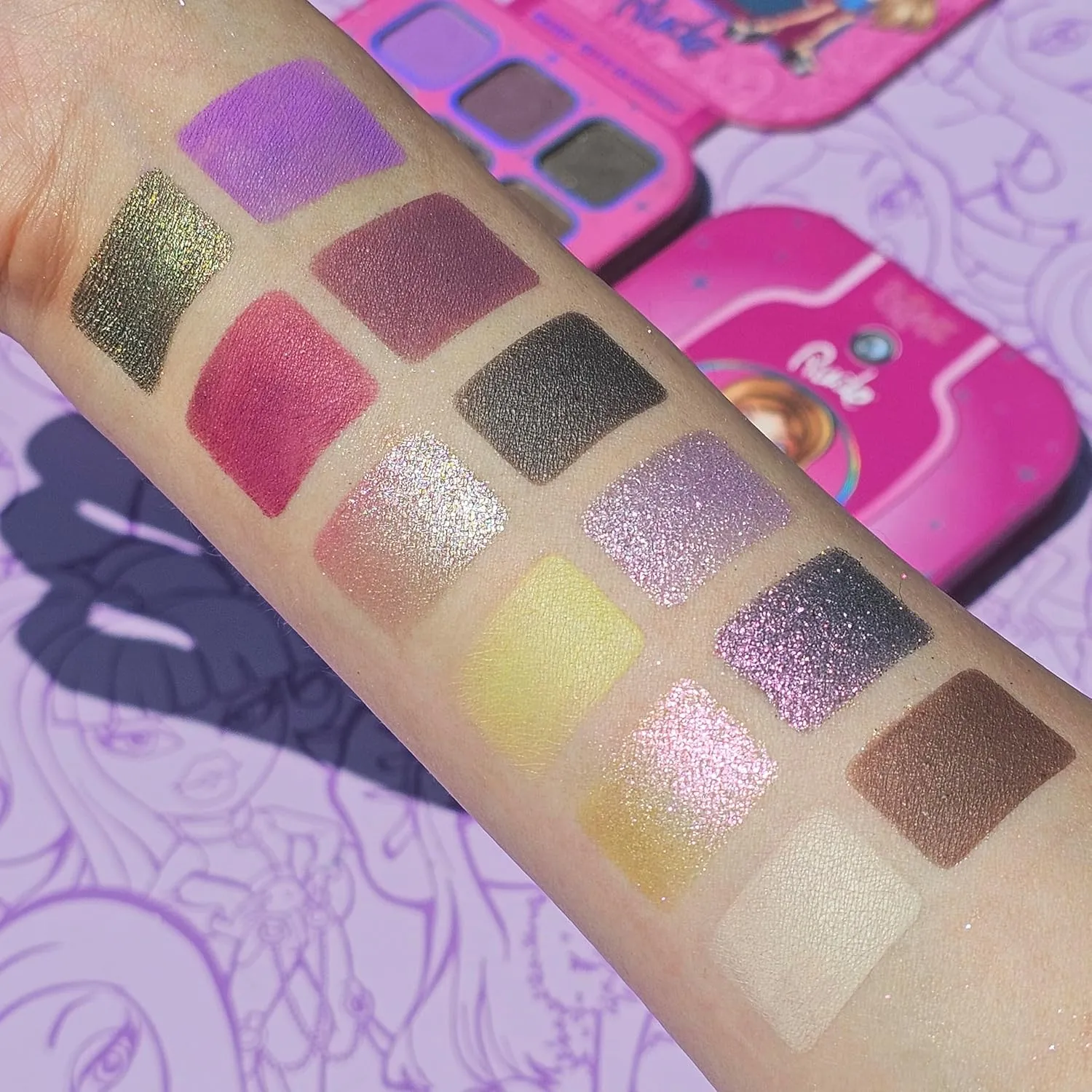 RUDE Cosmetics Bratz Colorful Eyeshadow Palette for Women, Teen Girls - Mini Eye Shadow Make Up Palettes - Glitter, Matte, Metallic & Shimmer Eyeshadow for Eye Makeup - Pretty Princess