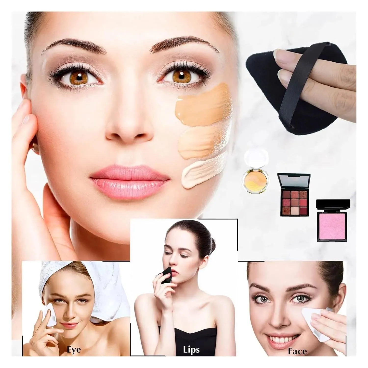 SBTRKT 10/20Pcs Triangle Velvet Powder Puff Pizza Flours Mini Face Makeup Sponge Cosmetics Washable Lightweight Makeup Tool (Color : 20pcs rose red)