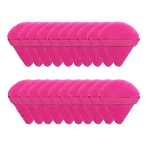 SBTRKT 10/20Pcs Triangle Velvet Powder Puff Pizza Flours Mini Face Makeup Sponge Cosmetics Washable Lightweight Makeup Tool (Color : 20pcs rose red)