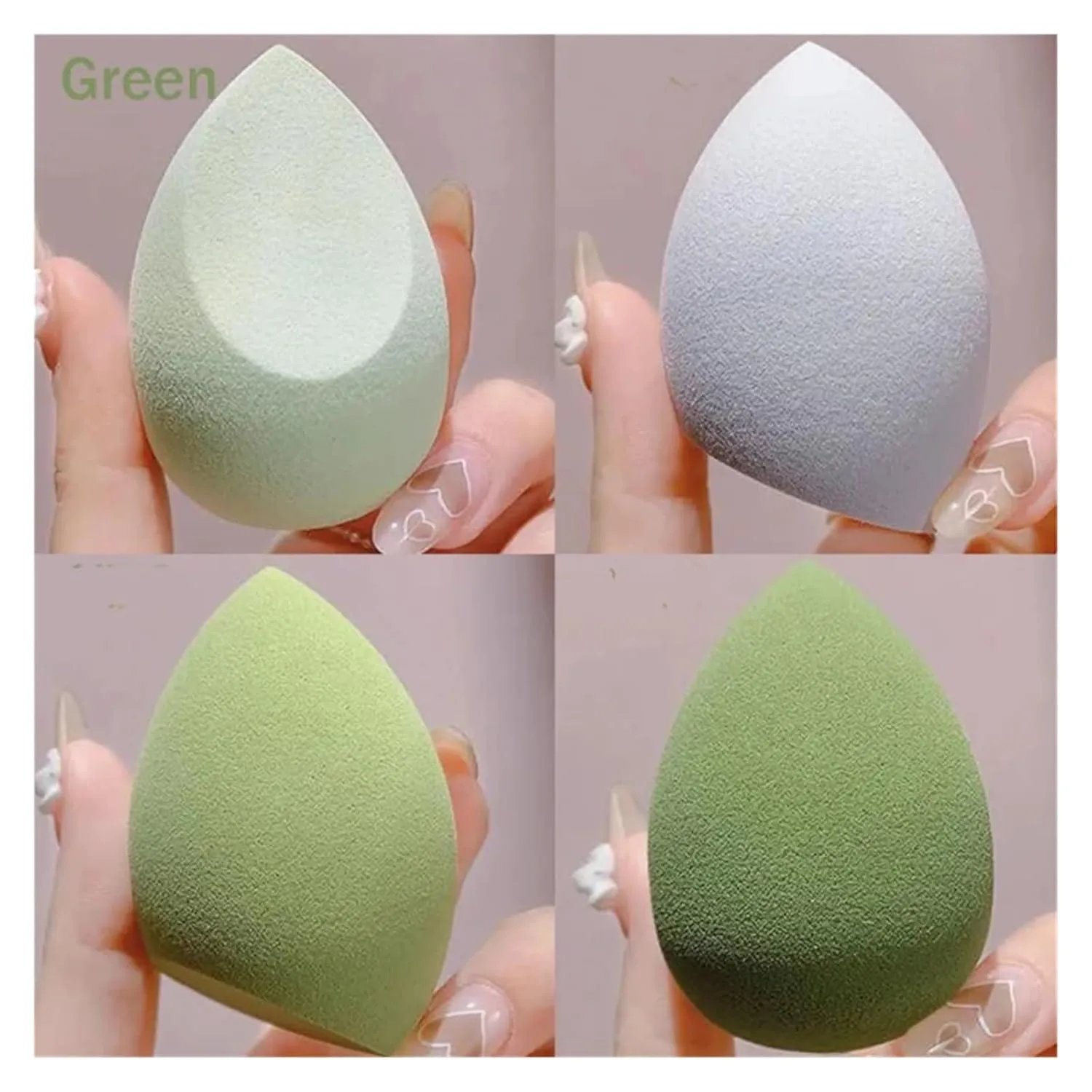 SBTRKT 1/4/8pcs Makeup Sponge Blender Beauty Egg Blow Cosmetic Soft Foundation Sponges Powder Blow Female Make Up Accessories Beauty To (Color : 4pcs-green)