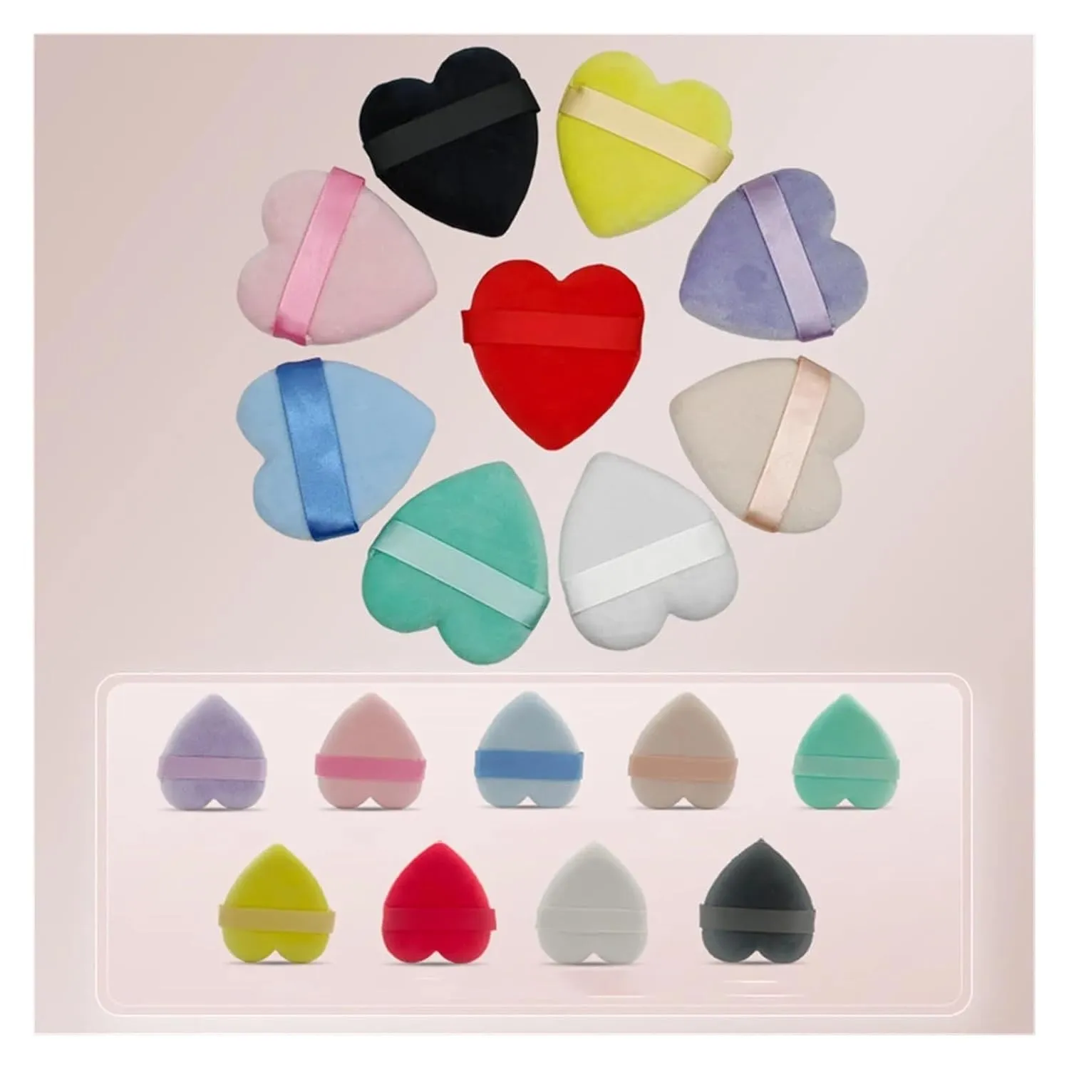 SBTRKT 2pcs/10pcs Triangle Heart Shape Velvet Powder Puff For Face Makeup Sponge Cosmetics Washable Lightweight Makeup Puff Tools (Color : 10pcs-06)