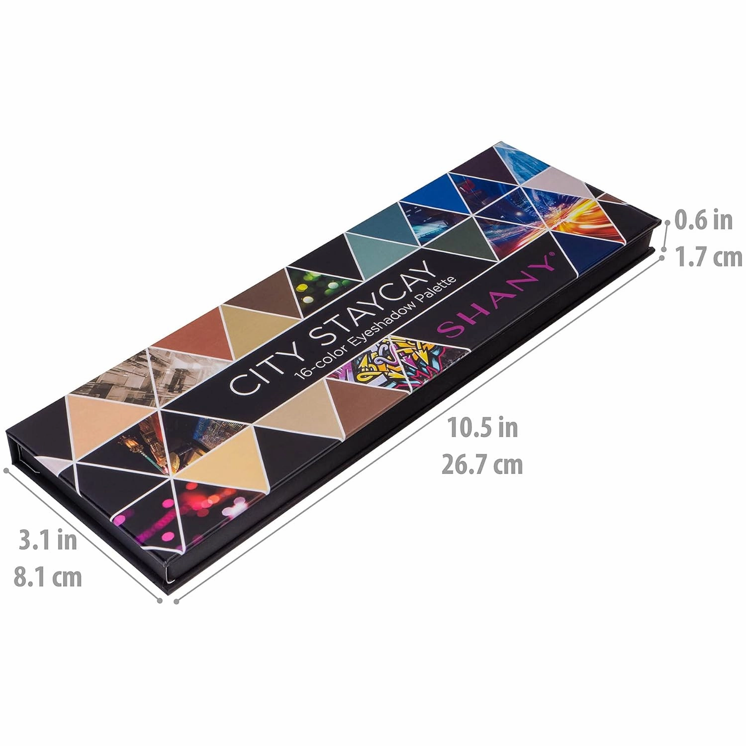 SHANY City Staycay 16-Color Eyeshadow Palette - 16 Highly-Pigmented and Long-Lasting Eye Makeup Shades with Dual-Sided Brush and Built-In Mirror (SH-0016-B)
