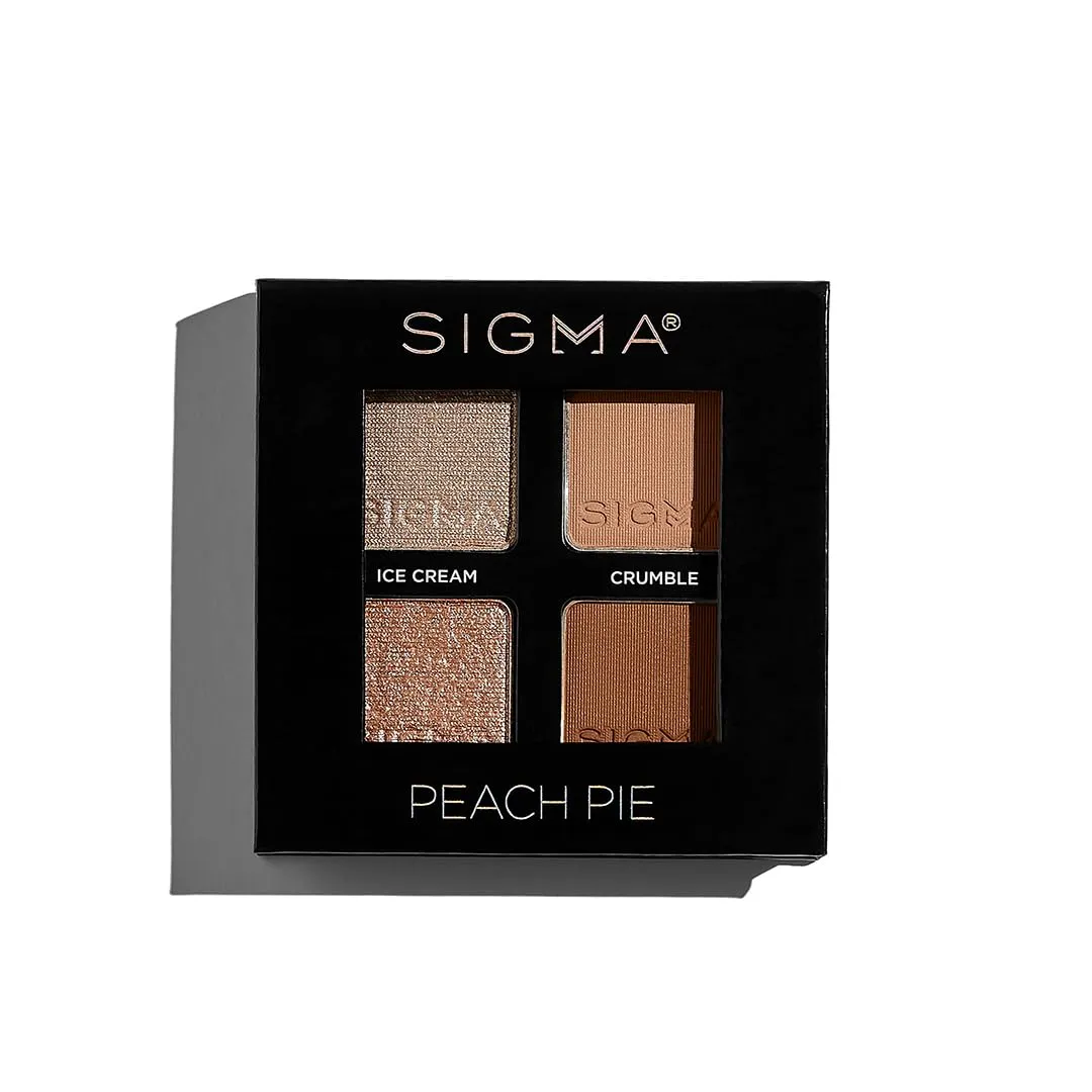 Sigma Beauty Quad Eyeshadow Palette – Makeup Eyeshadow Quad with a Buttery Soft Formula and Buildable, Blendable Shades for a Flawless Eye Look, Designed for All Day Wear (Peach Pie)