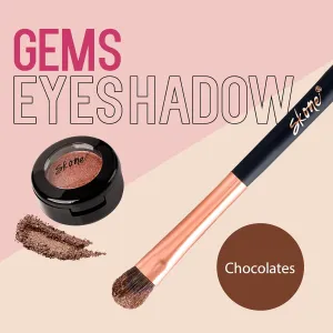 Skone Cosmetics Gems Eye Shadow, Highly Pigmented, Longwear Eye Makeup, Single Eyeshadow with Pro Shimmery Finish - Ultra-Blendable, Slightly Shimmer Shades - Brown Eyeshadow - Chocolate