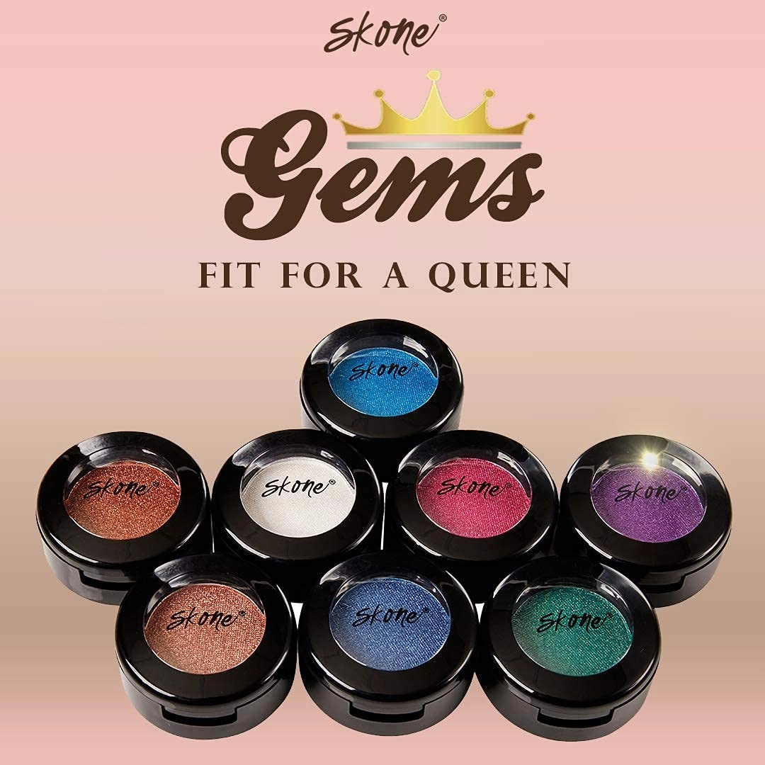 Skone Cosmetics Gems Eye Shadow, Highly Pigmented, Longwear Eye Makeup, Single Eyeshadow with Pro Shimmery Finish - Ultra-Blendable, Slightly Shimmer Shades - Green Eyeshadow - Romance