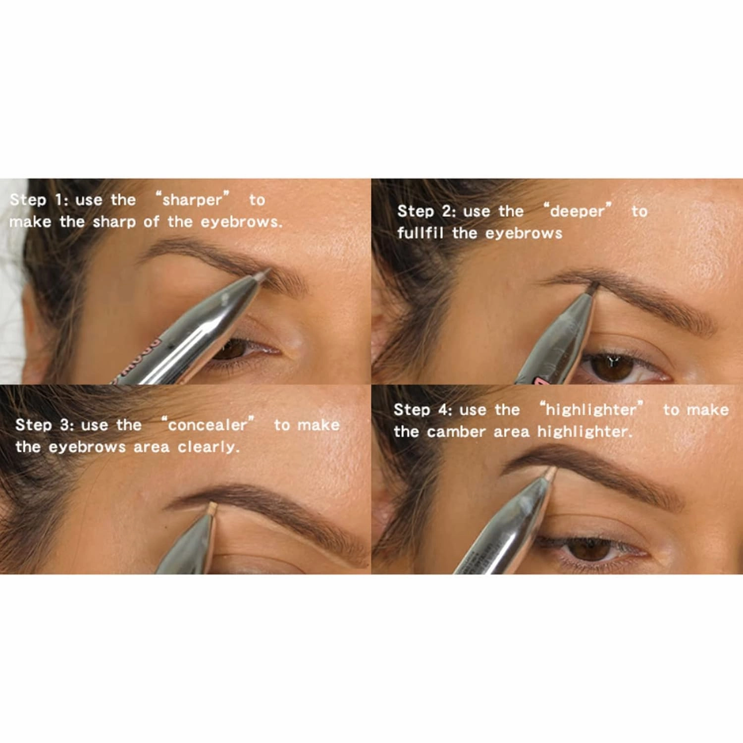 Sonew 4 In1 Eyebrow Contour Highlight Pen, ing Eyebrow Tint Pen Brow Defining Pencil Eye Makeup Beauty Tool for Women Girls (1# Blonde)