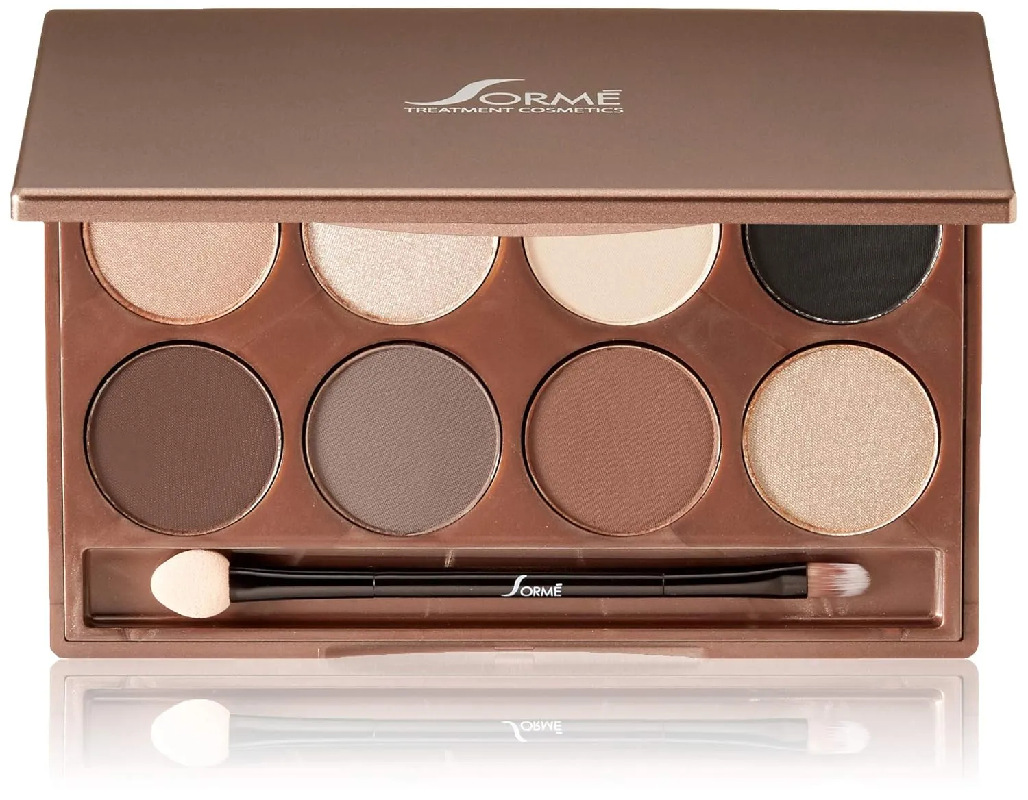 Sorme Cosmetics Accented Hues Eyeshadow Palette in Warm (0.64oz) | 8 Pans of Metallic, Shimmer, and Matte Eyeshadows | With Dual-Ended Makeup Brush Applicator | Blendable and Crease-proof Eye Makeup