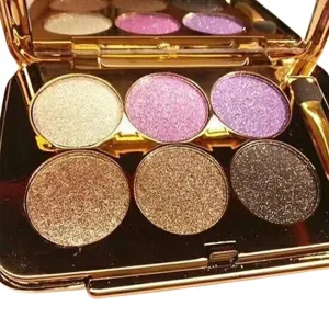 Sparkle Eyeshadow Palette - 6 Colors Glitter Eye Shadow Palettes Highly Pigmented Long Lasting Waterproof Sweatproof Professional Nudes Warm Natural Neutral Smoky Cosmetic Eye Palette Set Gold (#01)