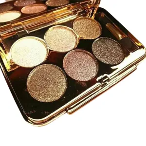 Sparkle Eyeshadow Palette - 6 Colors Glitter Eye Shadow Palettes Highly Pigmented Long Lasting Waterproof Sweatproof Professional Nudes Warm Natural Neutral Smoky Cosmetic Eye Palette Set Gold (#03)