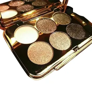 Sparkle Eyeshadow Palette - 6 Colors Glitter Eye Shadow Palettes Highly Pigmented Long Lasting Waterproof Sweatproof Professional Nudes Warm Natural Neutral Smoky Cosmetic Eye Palette Set Gold (#04)
