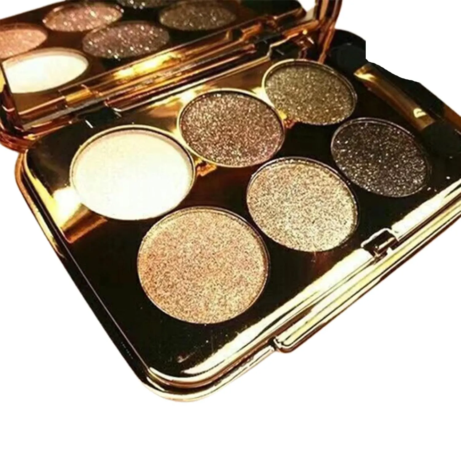 Sparkle Eyeshadow Palette - 6 Colors Glitter Eye Shadow Palettes Highly Pigmented Long Lasting Waterproof Sweatproof Professional Nudes Warm Natural Neutral Smoky Cosmetic Eye Palette Set Gold (#04)
