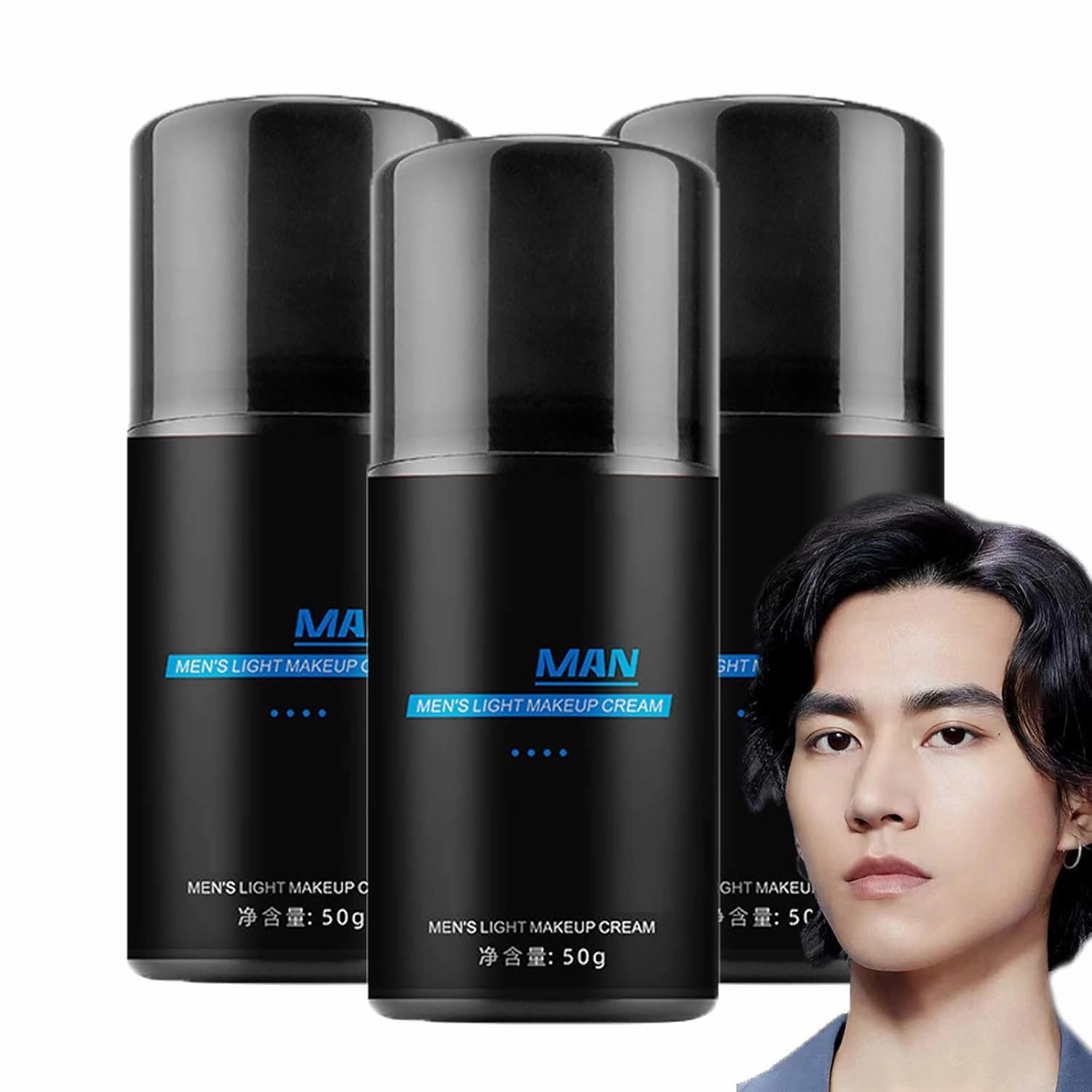 Strong Concealer Mens Multi-Effect Face Cream, Men's Makeup Cream, Men Tone Up Face Cream, Men Brighten Face Cream, Lazy Plain Face Cream, Men's Foundation, Concealer For Men (3pcs)