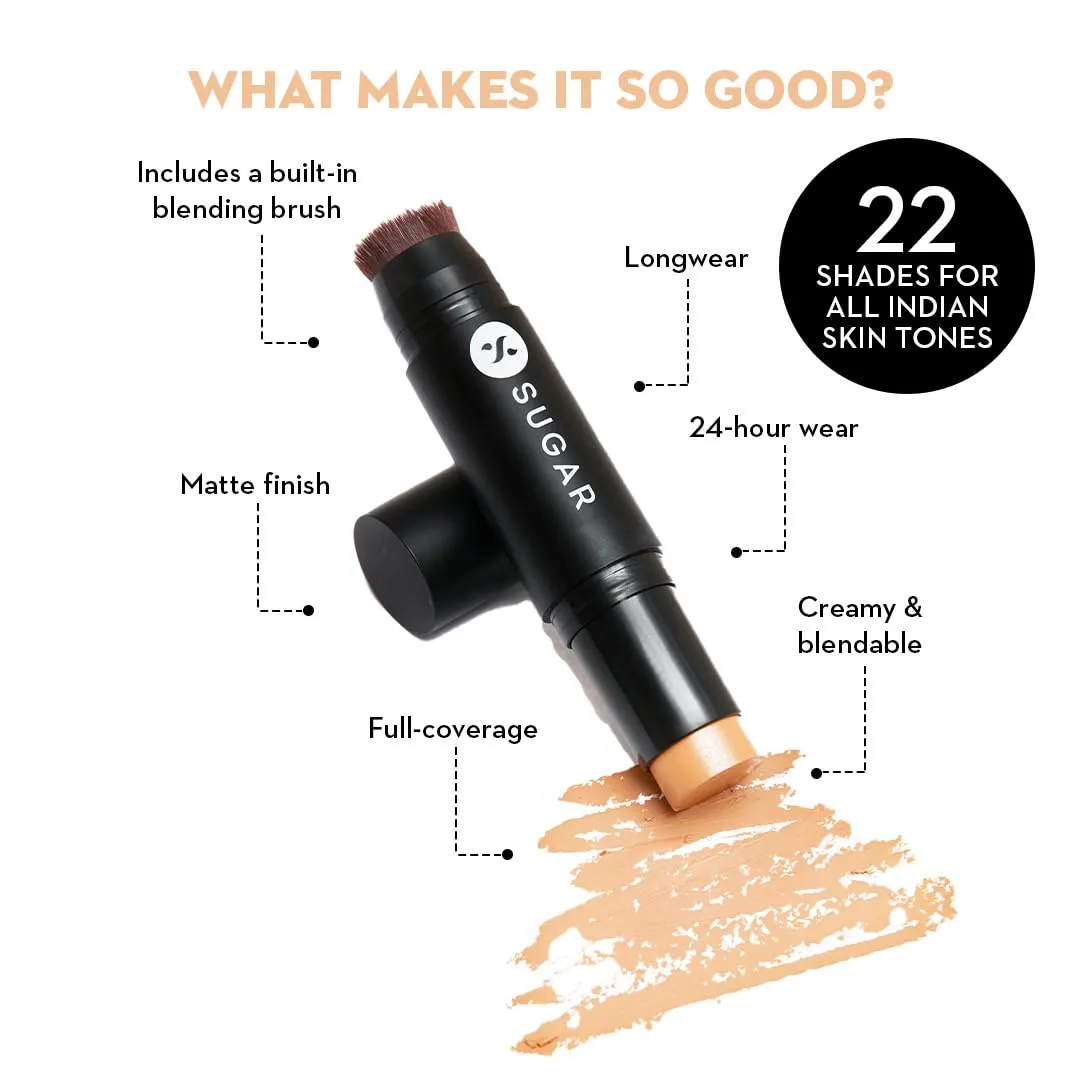 Sugar Cosmetics Ace Of Face Foundation Stick30 Chococcino (Medium, Warm Undertone) Full Coverage Waterproof Matte Finish