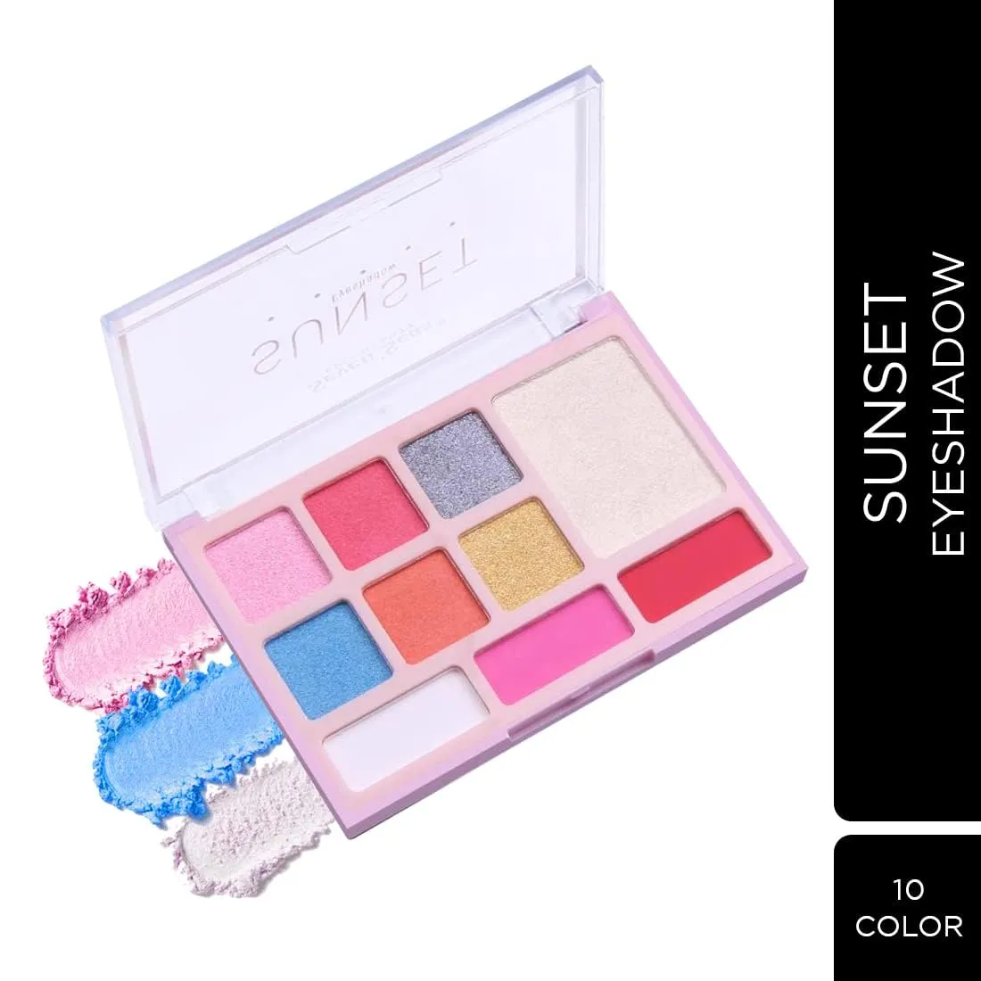 Sunset 10 Pigmented Colors Eyeshadow Palette| Long Wearing And Easily Blendable Eye Makeup Palette | Multicolor - 24.4Gm | Matte,Shimmery & Metallic Finish (Natural)