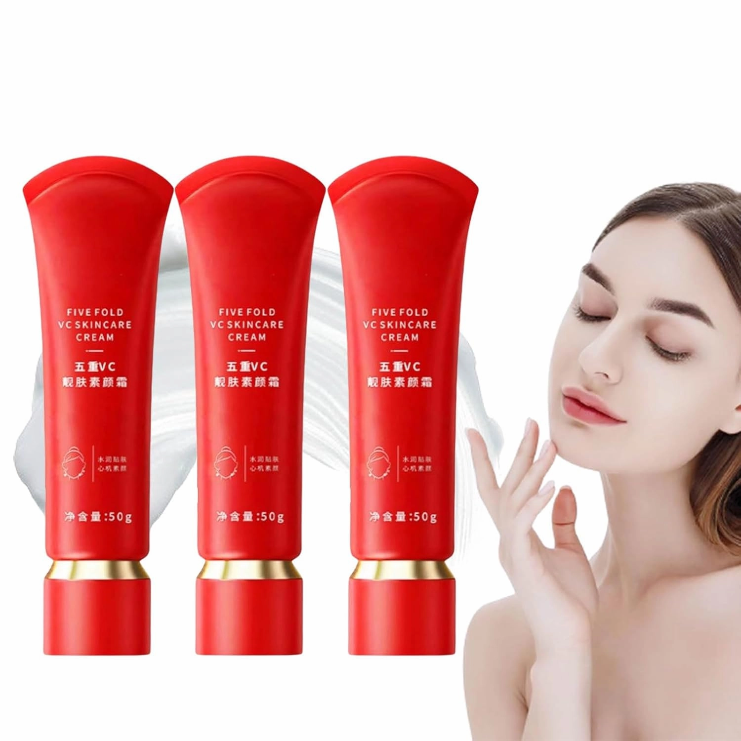 Swarous Moisturizing 𝐁𝐫𝐢𝐠𝐡𝐭𝐞𝐧ing Tone-up Concealer Cream, Swarous Makeup Cream, Five Fold VC Skincare Anti-Wrinkle, Corrector Tone-Up, Five Fold VC Skincare (3pcs)