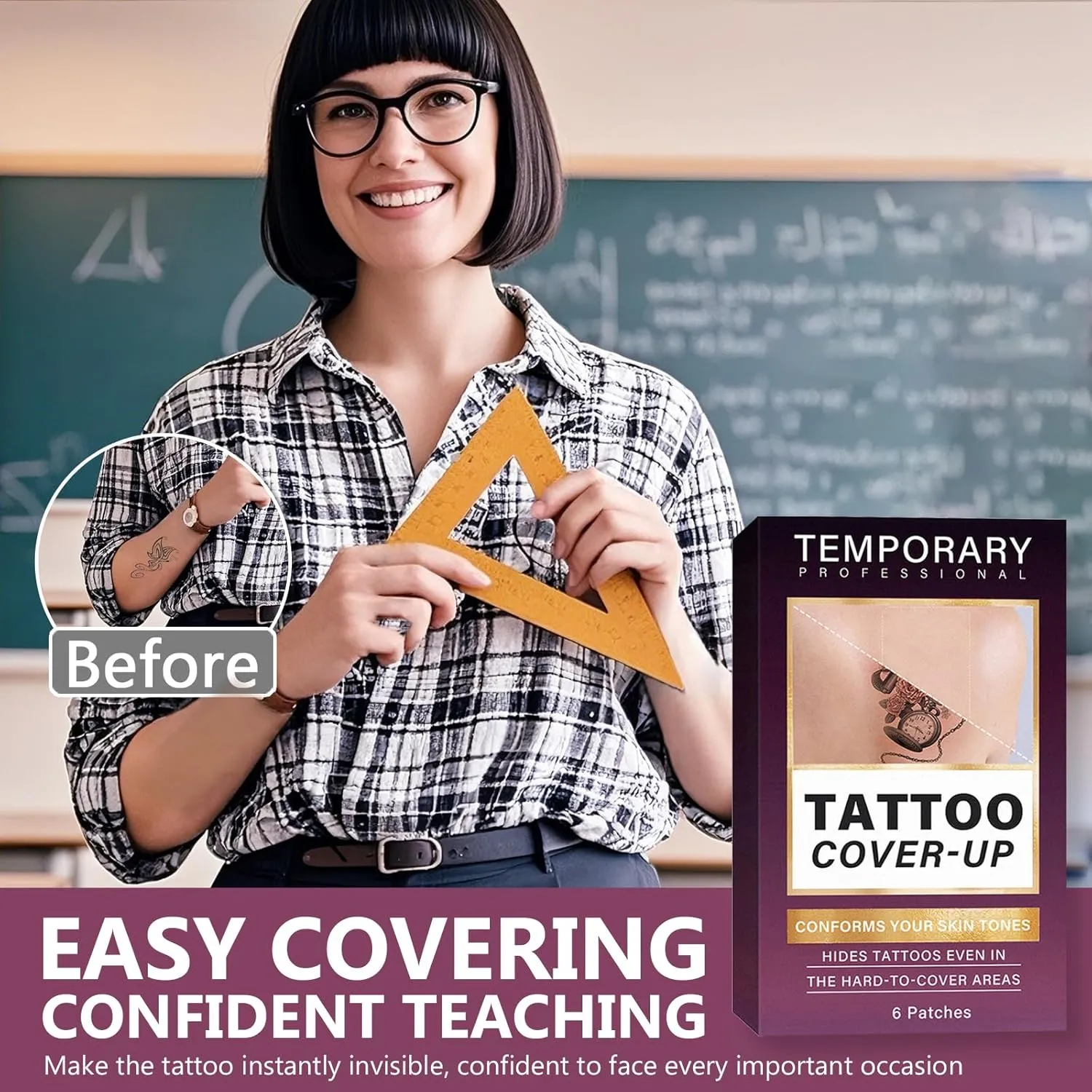 Tattoo Cover Up Patch, Invisible Tattoo Cover Up Makeup Waterproof and Sweatproof, Ultra Thin T-attoo C-over Up Tape for T-attoos,Scars & Spots