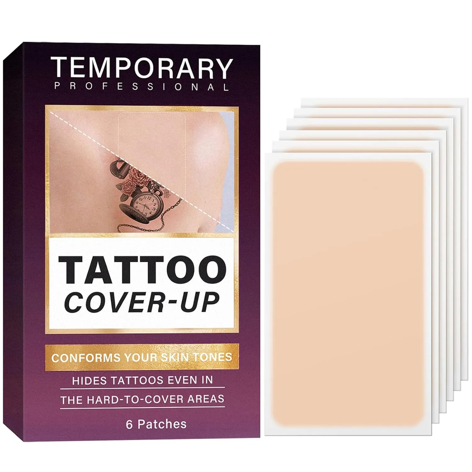 Tattoo Cover Up Patch, Invisible Tattoo Cover Up Makeup Waterproof and Sweatproof, Ultra Thin T-attoo C-over Up Tape for T-attoos,Scars & Spots