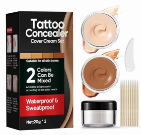 Tattoo Cover Up Makeup Waterproof, Tattoo Cover Up Makeup Concealer, Suitable for Tattoos, Scars, Spots & Vitiligo, Invisible & Natural, Skin-Friendly, 2 Colors